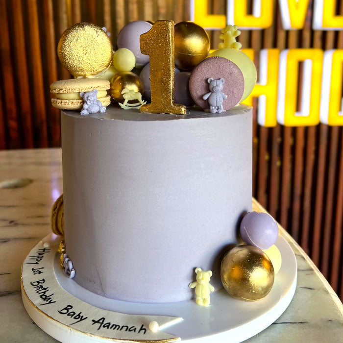 New Born Girl Purple Themed Cake 6in (Serves 10-12)