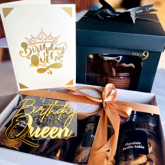 Birthday Queen Gift #2 (Cake + Cookie Box + Card)