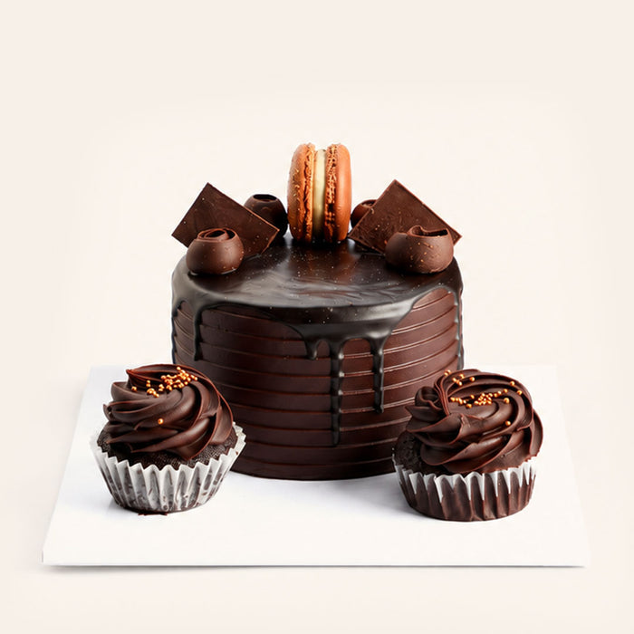 Dutch Truffle Mini Cake + 2 Cupcakes (Serves 2–4)