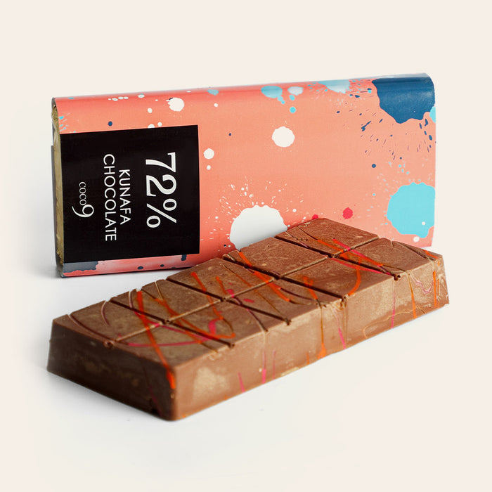 Pistachio Kunafa Chocolate Bar - 72% Dark Chocolate