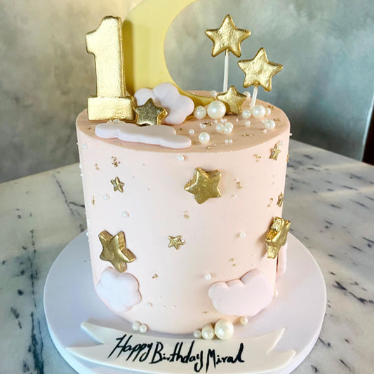 New Born Girl Pink Themed Cake 6in (Serves 10-12)