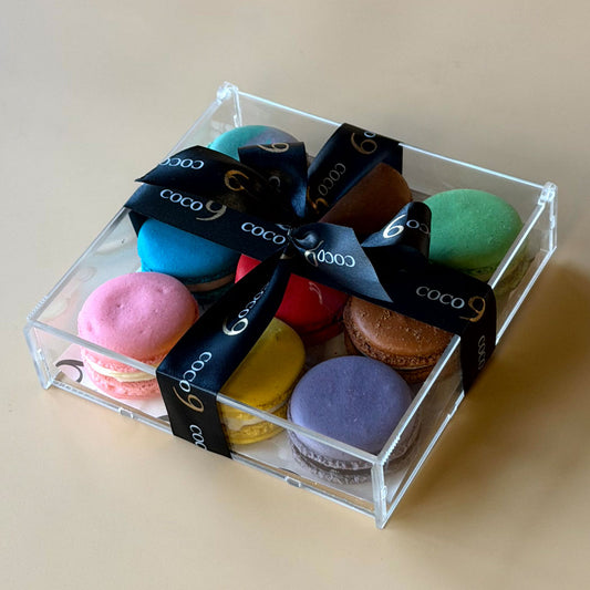 Assorted Macaron Box – 9 Pieces (Acrylic)