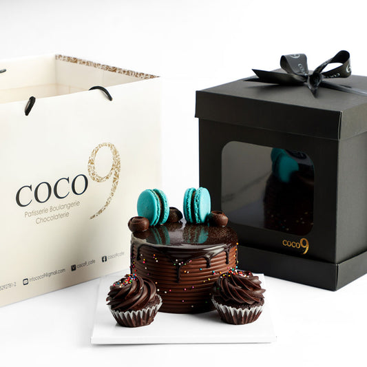 Chocolate Rainbow Bento Cake (1lb) + 2 Cupcakes