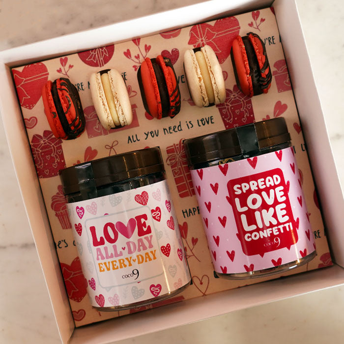 Valentine's Day Cookie Jar Box + Macarons (Red Theme)