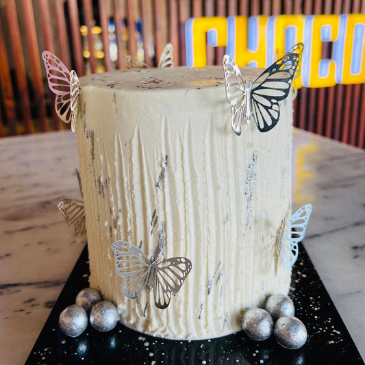 Enchanted Silver Butterfly Cake 6in (Serves 10-12)