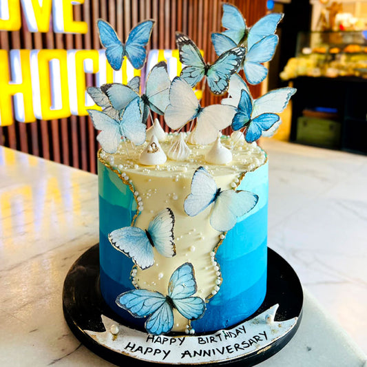 Sapphire Skies Butterfly Cake (Serves 10-12)