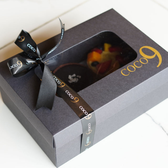 Coco 9 tart boxes, tied with ribbon