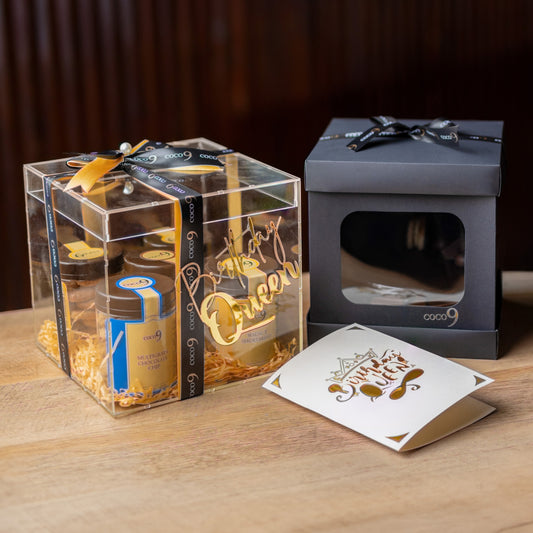 Birthday Queen Gift #1 (Cake + Cookie Box (Acrylic Packaging) + Card)